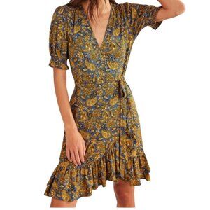 Boden Blue and Gold Paisley Mini Dress
